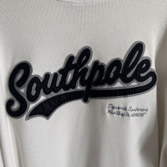 Vtg‎ Southpole Shirt Mens XL Ivory Large Graphic Thermal Ribbed Knit Y2K Flaws - Picture 3 of 16